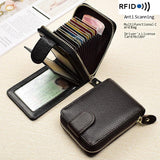 LoveFery - Men Wallets Man's Card Genuine Leather Clutch Wallets Purses Driver's License Cover Zipper Organ Women's Wallet Card Wallet