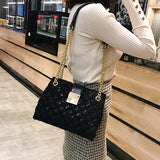 LoveFery - Lace Women's handbag Diamond pattern chain Shoulder bag for Women's Totes  pu leather Ladies crossbody bags bolsa feminina black