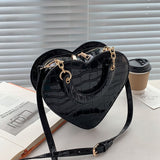 LoveFery - Brand Heart Tote Bag For Women Stone Pattern PU Leather Crossbody Bags Female Small Shoulder Bags Cute Purse Handbags