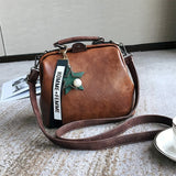 LoveFery - Fashion Leather Women's Shoulder Bags Women Casual Wild Retro Lock Embroidery Designer Handbag Solid Color Female Messenger Bags