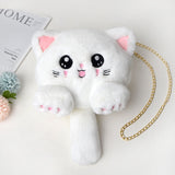 lovefery - New Fashion Plush Bag Women Animal Cat Shoulder Bag Girls Cute Fur Mobile Phone Bag Female Purse