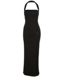 lovefery Fashion Sexy Halter Slash Neck Solid Black Slim Long Dresses Women Spring Summer New Elegant Party Night Dress