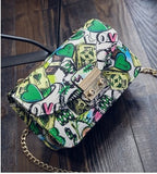 LoveFery - New Women Bags Summer Graffiti Ladies Designer Handbags High Quality Chain Mini Bag Women Messenger Bags For Women Clutch