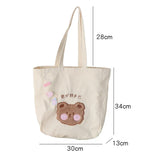 Cartoon Shoulder Bag Women Canvas Large Capacity Cute Shopper Bags Girls Ins Fashion Casual Book Storage Schoolbag for Student