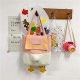 lovefery - Kawaii Shoulder Bag Women Cartoon Duck Large Capacity Canvas Bags Japanese Style All-match Student Book Storage Messenger Bags