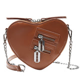 LoveFery - Gothic Heart Blade Zipper Chain Crossbody Bags For Women Girl Casual Shoulder Purses And Handbags Techwear Summer Wallet Goth