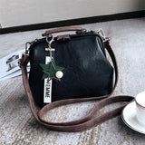 LoveFery - Fashion Leather Women's Shoulder Bags Women Casual Wild Retro Lock Embroidery Designer Handbag Solid Color Female Messenger Bags