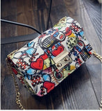 LoveFery - New Women Bags Summer Graffiti Ladies Designer Handbags High Quality Chain Mini Bag Women Messenger Bags For Women Clutch