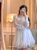 lovefery French Sweet Fairy Lolita Dress Women Long Sleeve Lace Y2k Mini Dress Vintage Kawaii Clothes One Piece Dress Korean  Autumn