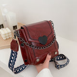 LoveFery - New Women&#39;s Handbag PU Leather Quality Messenger Crossbody Bag Retro Heart-Shaped Lock Women&#39;s Bag Shoulder Bag