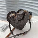 LoveFery - Brand Heart Tote Bag For Women Stone Pattern PU Leather Crossbody Bags Female Small Shoulder Bags Cute Purse Handbags