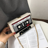 lovefery - Women Shoulder Bag New Tape Recorder Women's Bags Cute Funny Cartoon PU Leather Chain Crossbody Bag Female Day Clutches Bag C172