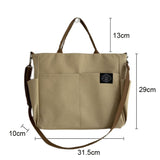 LoveFery - Women's Retro Large Size Bags Cotton Canvas Shoulder Bag Fashion Crossbody Handbag Zipper Casual Tote Multi Pocket