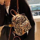 lovefery - Fashion Women Mini Backpack High Quality Leopard Nylon Shoulder Bag Small Backpack School Bags for Teenage Girls Travel Rucksack