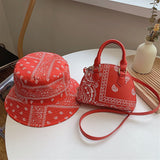 LoveFery - New Fashion Bandana Crossbody Small Handbags for Women Ladies Cashew Flower Bucket Hats and  Purse Set