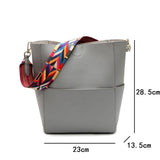 LoveFery - Brand Designer Women Handbag and purse Large Capacity Colorful Strap Shoulder Bag PU Leather Bucket Crossbody Bags big Totes