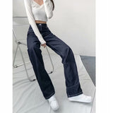 lovefery Women Pant Woman Jeans High Waist Denim Pants Wide Leg Denim Clothing Blue Jeans Vintage Quality  Fashion Straight Pants