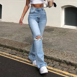 lovefery  High Street Women's Jeans Y2K High Waist Ripped Denim Jeans Straight Pants Streetwear Wide Leg Jeans Casual Loose Baggy Trousers