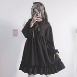 LoveFery Ruffled Puff Sleeve Bowtie Princesscore Dress