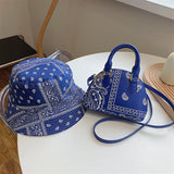 LoveFery - New Fashion Bandana Crossbody Small Handbags for Women Ladies Cashew Flower Bucket Hats and  Purse Set