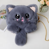 lovefery - New Fashion Plush Bag Women Animal Cat Shoulder Bag Girls Cute Fur Mobile Phone Bag Female Purse