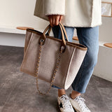 LoveFery - casual large capacity tote designer chains women handbags luxury canvas lady shoulder mesenger bags female big purses new