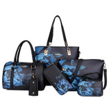 LoveFery - Chinese Style Floral Printing Women Handbags Shoulder Bags Set Female Practical Composite Bag 6-Piece Set Designer Brand Bolsa