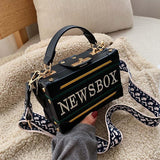 LoveFery - Retro Radio Box Style Pu Leather Ladies Handbag Shoulder Bag Chain Purse Women's Crossbody Messenger Bag Flap