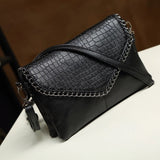 lovefery - Casual Crossbody Bag Female Messenger Bags black PU Leather Women's Shoulder Bags Chain women Envelope clutch purses