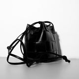 LoveFery - Mini Drawstring Bucket Bag Luxury Designer Women&#39;s Shoulder Bag Cow Leather Small Handbags Fashion CrossBody Bag High Quality