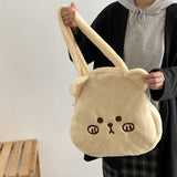 LoveFery - Plush Winter Bag Women Cute Soft Messenger Shoulder Bags Cartoon Casual Handbag Tote Large Capacity Bear Shopper Bags Girls 446