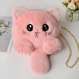 lovefery - New Fashion Plush Bag Women Animal Cat Shoulder Bag Girls Cute Fur Mobile Phone Bag Female Purse