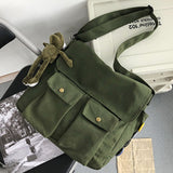 LoveFery - Thickened Canvas Shoulder Bag Student Postman Female Wear-resistant Canvas Bag Crossbody Bags Japanese-style Handbags For Women