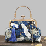 LoveFery - Fashion Vintage Fringe Bag Small Shell Bags Chain Women Shoulder Crossbody Bag Crane Flying Women's Handbags Purses