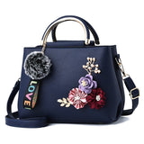 LoveFery - Fashion Leather Women's Shoulder Bags Women Casual Wild Retro Lock Embroidery Designer Handbag Solid Color Female Messenger Bags