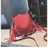 lovefery - New Fashion Scrub cowhide Women Bucket Bag Vintage Tassel Messenger Bag High Quality Retro Shoulder Bag Crossbody Bag Tote