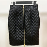 Arlene Quilted Leather Skirt