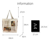 LoveFery - 1Pc Women Canvas Shoulder Bag Alice in Wonderland Shopping Bags Students Book Bag Cotton Cloth Handbags Tote for Girls New