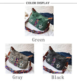 LoveFery - High Quality Abrasive Fabric Women Bag Fashion Embroidery Handbag Female Crossbody Bags Designer Multifunction Shoulder Bag Tote