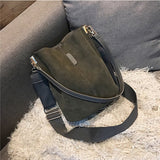 LoveFery - Messenger bag Women Bucket Shoulder Bag large capacity vintage Matte PU Leather lady handbag Luxury Designer bolsos mujer Black