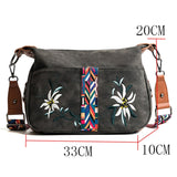 LoveFery - High Quality Abrasive Fabric Women Bag Fashion Embroidery Handbag Female Crossbody Bags Designer Multifunction Shoulder Bag Tote