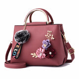 LoveFery - Fashion Leather Women's Shoulder Bags Women Casual Wild Retro Lock Embroidery Designer Handbag Solid Color Female Messenger Bags