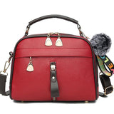 LoveFery - Girl Messenger Bags with Fair Ball Tassel Fashion PU Leather Handbag for Women Female Shoulder Bags Ladies Party Handbags