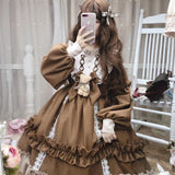 LoveFery Ruffled Puff Sleeve Bowtie Princesscore Dress