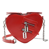 LoveFery - Gothic Heart Blade Zipper Chain Crossbody Bags For Women Girl Casual Shoulder Purses And Handbags Techwear Summer Wallet Goth