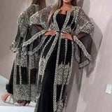 lovefery Ramadan Arab Dubai Islamic Clothing Eid Mubarak Muslim Abaya Dress Fashion Women Turkey Patchwork Embroidery Indian Kaftan  Abaya Dubai Muslim Luxury Dress High Class Embroidery Lace Sequins Ramadan Kaftan Isla African Clothes 2 Piece Set