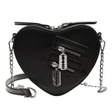 LoveFery - Gothic Heart Blade Zipper Chain Crossbody Bags For Women Girl Casual Shoulder Purses And Handbags Techwear Summer Wallet Goth