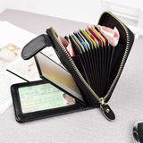 LoveFery - Men Wallets Man's Card Genuine Leather Clutch Wallets Purses Driver's License Cover Zipper Organ Women's Wallet Card Wallet