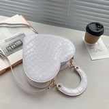 LoveFery - Brand Heart Tote Bag For Women Stone Pattern PU Leather Crossbody Bags Female Small Shoulder Bags Cute Purse Handbags