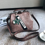 LoveFery - Fashion Leather Women's Shoulder Bags Women Casual Wild Retro Lock Embroidery Designer Handbag Solid Color Female Messenger Bags